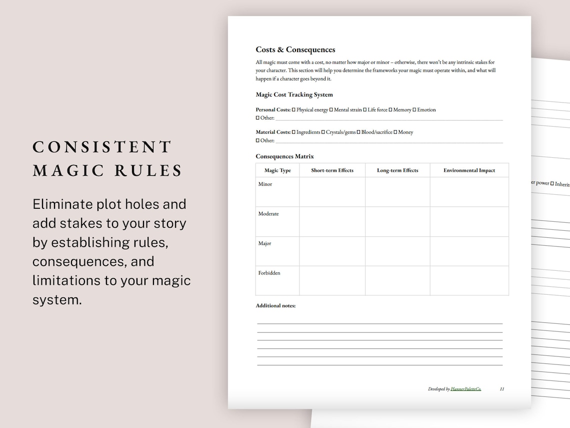 Fantasy Magic System Planner | Worldbuilding Template | Author Writing ...