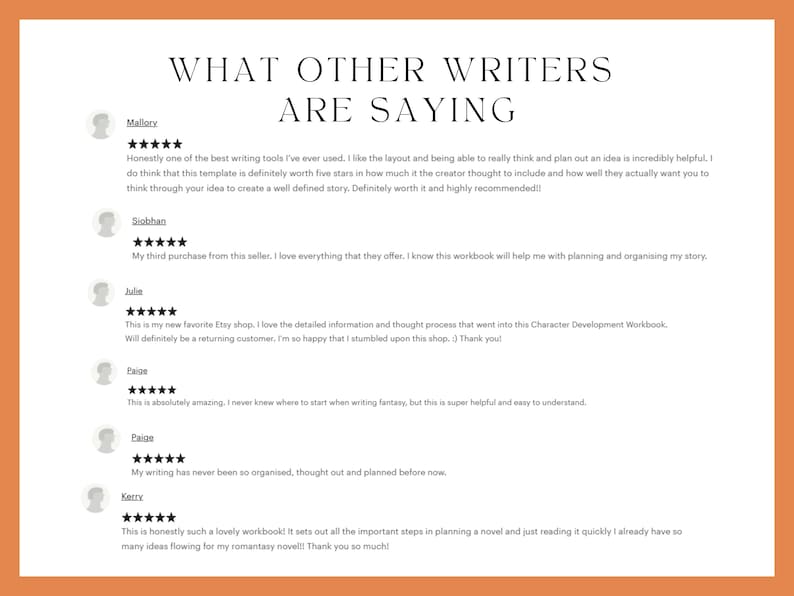 A screenshot of several 5-star reviews from previous buyers.