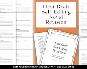 Arbetsbok för självredigering av första utkastet till romanrevision | Guide till bokskrivning | Manuskriptutveckling, författarplanerare i PDF och DOCX