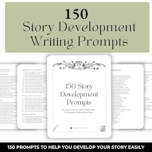 150 creatieve schrijftips voor verhaalontwikkeling | Printervriendelijk | Ideeën voor verhaalstarters | Schrijf je boek-gids | Digitaal en afdrukbaar
