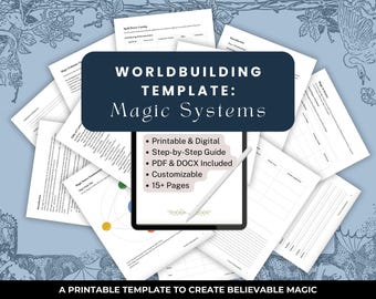 Fantasy Magic System Planner | Worldbuilding Template | Author Writing Guide | Printable & Digital | PDF, DOCX | Step-by-Step Worksheets