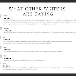 An image that reads "what other writers are saying" with screenshots of several 5-star reviews underneath.