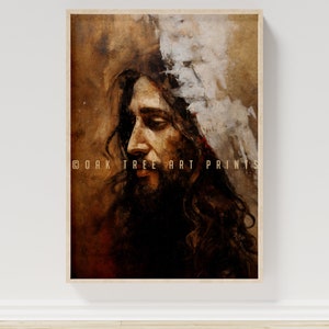 Jesus Christ Portrait Painting, Digital Print, Christian Gift, Bible Wall Art, Faith | #0122