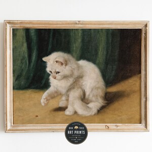 Vintage Cat and Ladybug Print: Antique Nursery Wall Art (Digital Download)