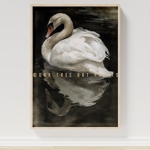 Vintage Nursery Wall Decor, Antique Swan Watercolor Print, Baby Room Art, Girls Room Poster Download, Digital PRINTABLE | #0061