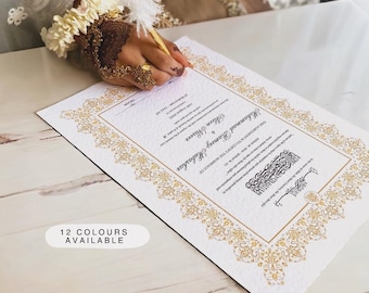 A4/A3 Nikkah Certificate ~ Feather Pen ~ Certificate folder ~ White Hammered Card ~ nikkah booklet