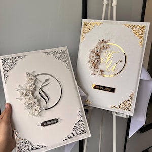 A4 fluwelen Nikkah-boekje - trouwmap - gepersonaliseerd nikkah nama-boekje - certificaathouder - veren