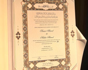 A4/A3 Nikkah Certificate ~ Feather Pen ~ Certificate folder ~ White Hammered Card ~ nikkah booklet