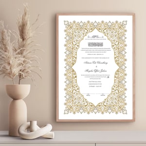 Certificado Nikkah A4/A3 - Pluma de boda de plumas - Titular del certificado - Tarjeta martillada blanca