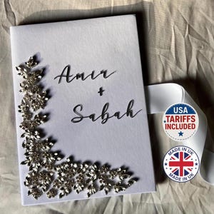 A4 velvet Nikkah booklet - wedding folder - personalised nikkah nama booklet - certificate holder - rhinestones
