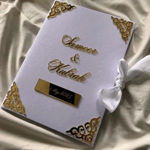 A4 velvet Nikkah booklet - wedding folder - personalised nikkah nama booklet - certificate holder