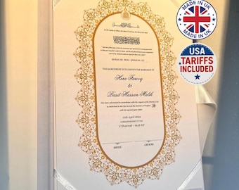 A4/A3 Nikkah Certificate ~ Feather Pen ~ Certificate folder ~ White Hammered Card ~ nikkah booklet