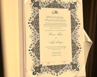 A4/A3 Nikkah Certificate ~ Feather Pen ~ Certificate folder ~ White Hammered Card ~ nikkah booklet