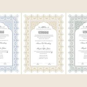 A4/A3 Nikkah-certificaat ~ Feather Wedding Pen ~ Certificaathouder ~ Witte gehamerde kaart