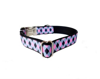 Harlequin Pink Dog Collar - 1" Wide - Made in the USA - Ships in 2 days