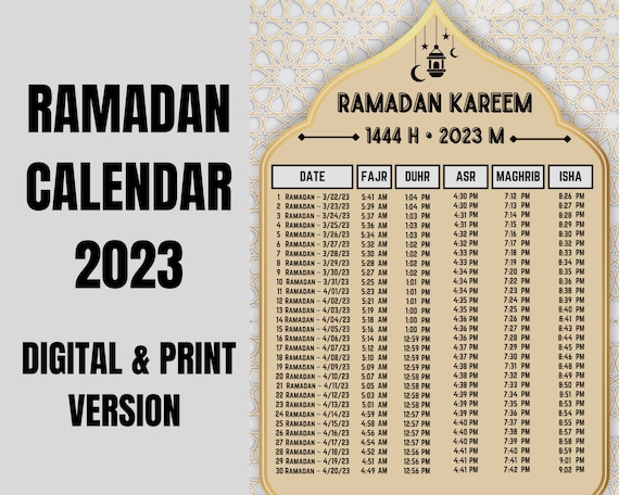 Ramadan 2023 Personalized Prayer Time - Etsy