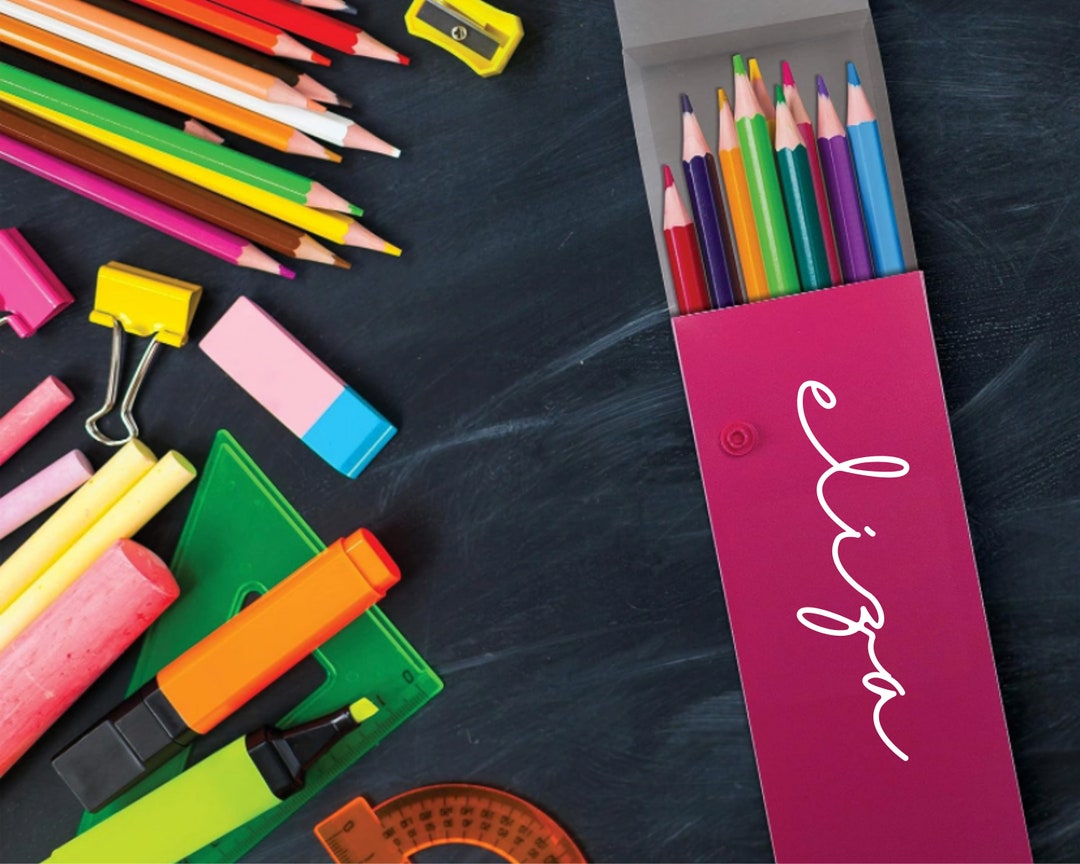 Personalized Pencil Box School Supplies Custom Plastic Pencil Box Back to School Supplies Crayon