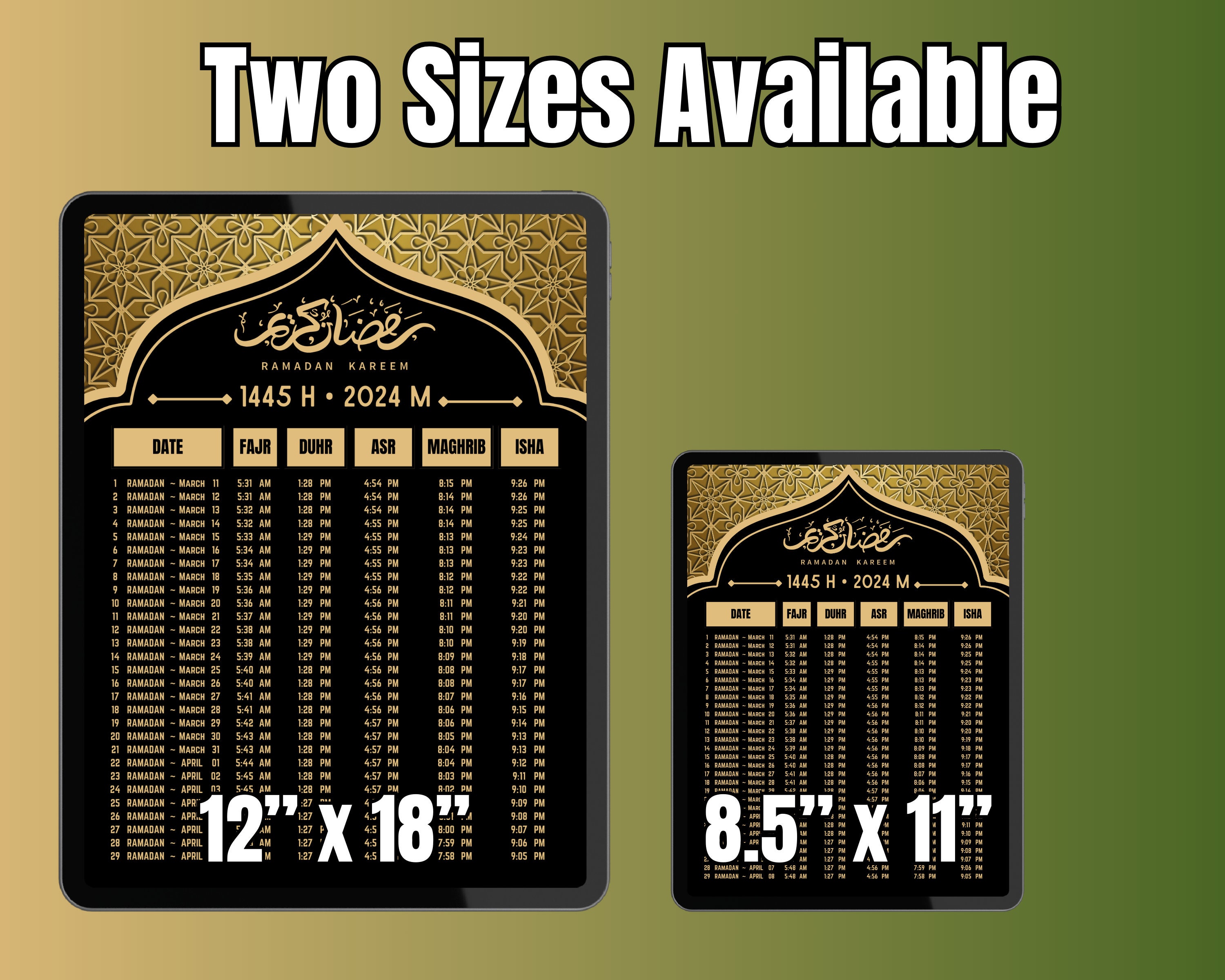 Ramadan Calendar 2024 Personalized Prayer Time Calendar Prayer Calendar  Printed Calendar Ramadan Mubarak Islamic Calendar 1445 - Etsy