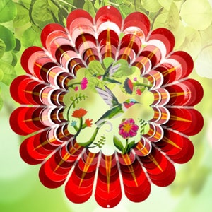 Hummingbird 3D 12&quot; or 8&quot; Stainless Steel Wind Spinner
