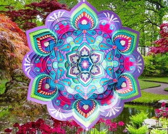 Lotus Mandala 12" Stainless Steel Wind Spinner