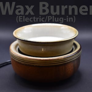 Electric Wax Melt Burner & Candle Warmer | Ceramic with Woodgrain Finish | Essential Oil Burner | 3-in-1 |