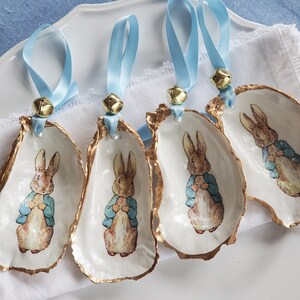 Set of 2, Peter Rabbit Oyster ornaments/ Napkin rings