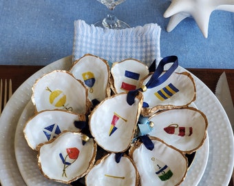 Nautical Oyster Shell Napkin Rings: Coastal Sailing Decor, Christmas Ornaments