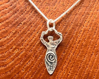 Sterling Spiral Goddess Pendant - Grounding Jewelry and Metaphysical Jewelry
