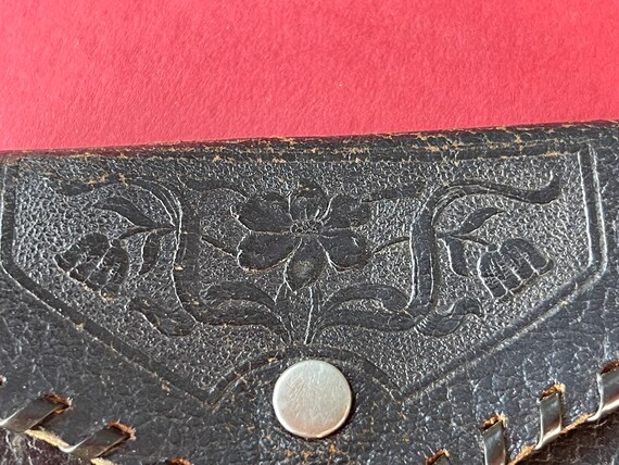 70’s Key Holder Wallet - Embossed Black Leather - image 4