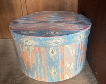 1990’s Southwest Pattern 8” Round Paperboard Hat Storage Box