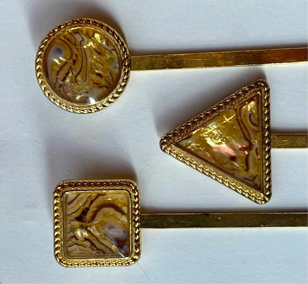 Pin Set Accessory Vintage 3 Piece Gold Tone Bobby Pin Set Hair Jewelry Bridal Hair ...