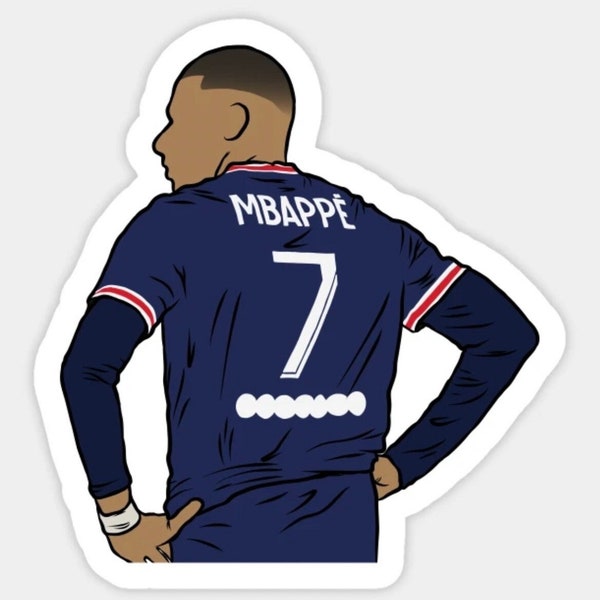 Kylian Mbappe Back-To Glossy Sticker (3”, Water Resistant)