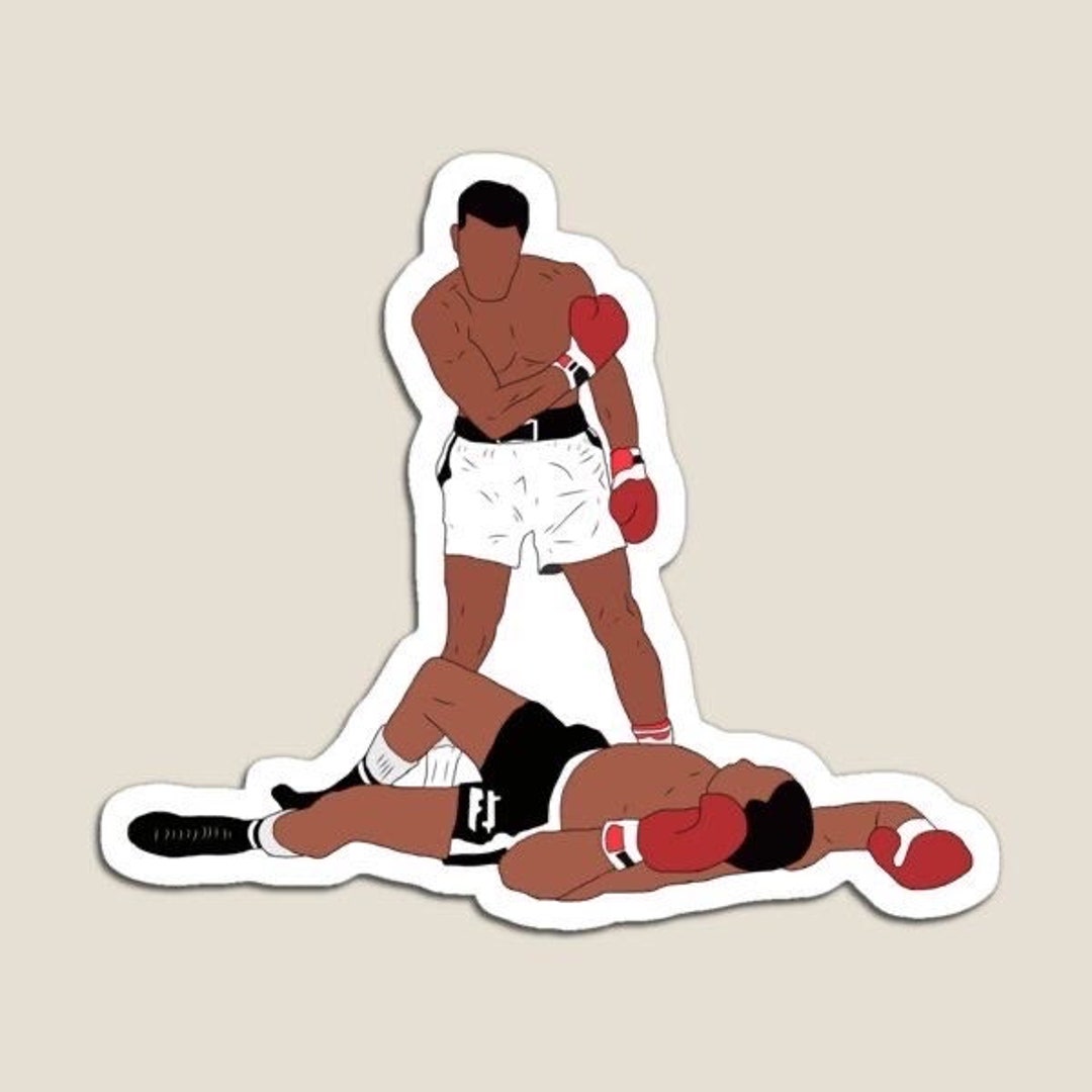 Muhammad Ali Iconic Knockout Pose Glossy Sticker 3, Water Resistant ...