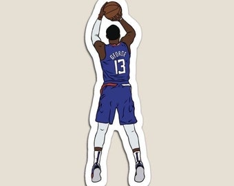 Paul George Jump Shot Glossy Sticker (3”, Water Resistant) Laptop and phone decal