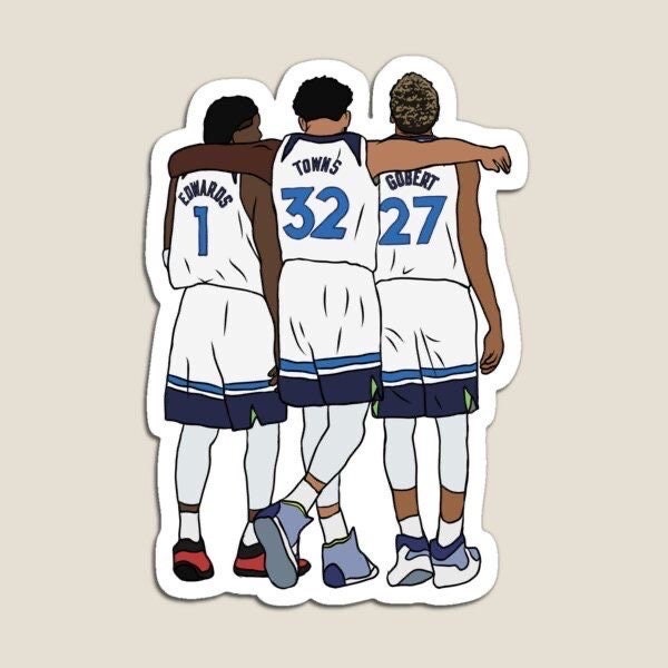 Anthony Edwards, Karlanthony Towns, Rudy Gobert Glossy Sticker 3