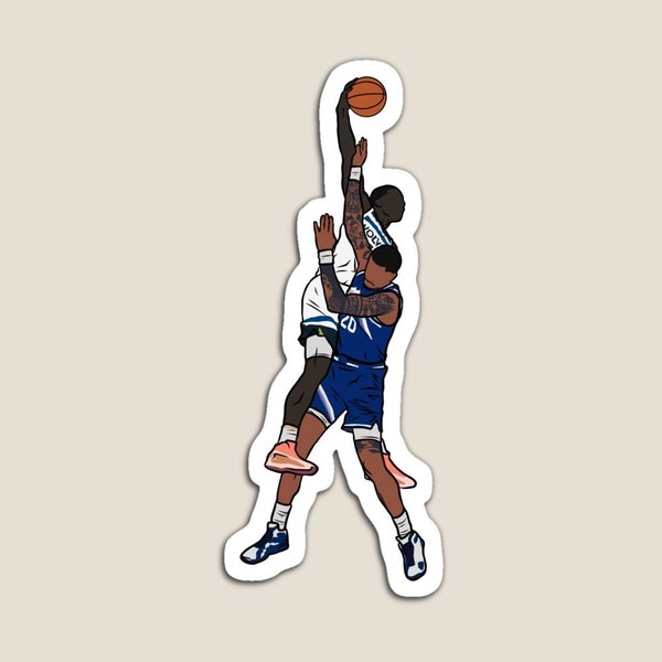 Anthony Edwards Dunks on John Collins Glossy Sticker (3”, Water Resistant) Laptop and phone decal