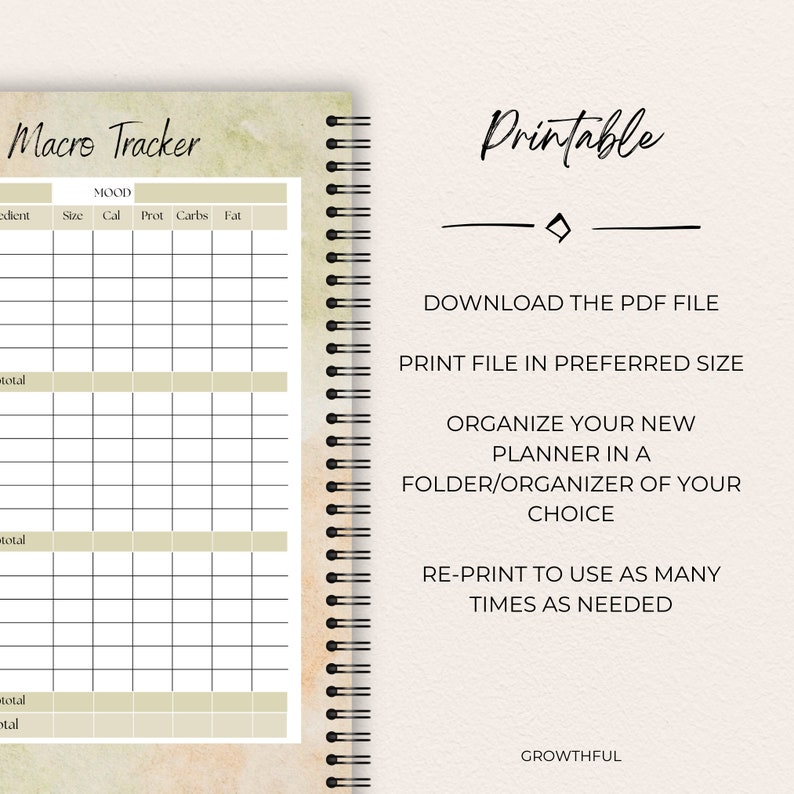 Meal Planner Printable Food Diary Macros Meal Tracker Food - Etsy