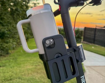 Scooter Cup & Phone Holder | Hiboy S2, Segway Ninebot | AirTag Compatible Universal Clamp