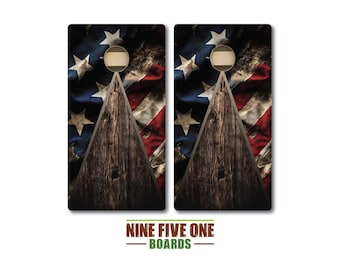 Faded Triangle Flag Cornhole Board Set