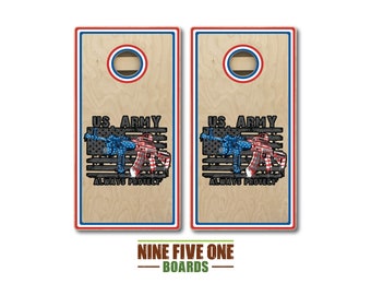 Red White and Blue Guns Cornhole Board Set