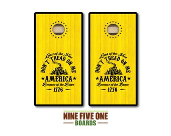 Don't Tread On Me (Yellow) Flag Line Cornhole Board Set