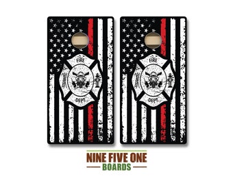 Thin Red Line Center Graphic Cornhole Board Set