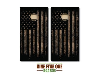 American Flag Rustic Quality Cornhole Board Set