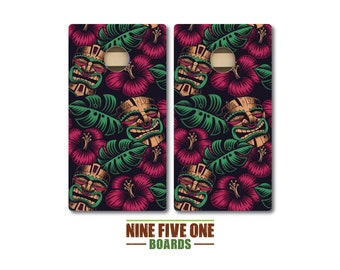 Tiki Hibiscus Cornhole Board Set