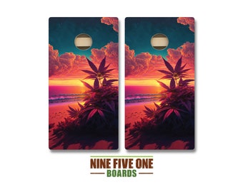 Tropical Sunset Cornhole Board Set