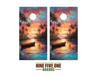 Beach 12 Cornhole Board Vinyl Wrap Cornhole Boards Decals Cornhole Boards Decks Cornhole Board Sticker Cornhole Board Skin
