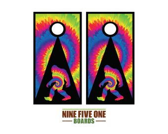Tie Dye Big Foot Flag Cornhole Board Vinyl Wrap Cornhole Boards Decals Cornhole Boards Decks Cornhole Board Sticker Cornhole Board Skin