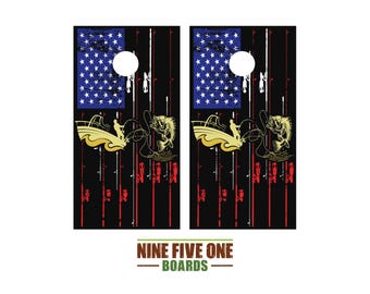 Fishing Flag Cornhole Board Vinyl Wrap Cornhole Boards Decals Cornhole Boards Decks Cornhole Board Sticker Cornhole Board Skin