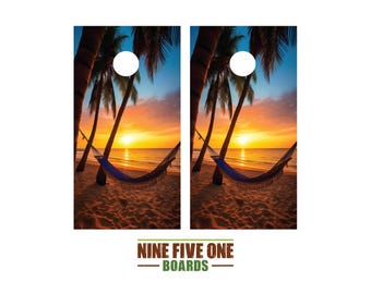 Beach 2 Cornhole Board Vinyl Wrap Cornhole Boards Decals Cornhole Boards Decks Cornhole Board Sticker Cornhole Board Skin