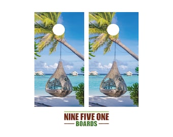 Beach 7 Cornhole Board Vinyl Wrap Cornhole Boards Decals Cornhole Boards Decks Cornhole Board Sticker Cornhole Board Skin